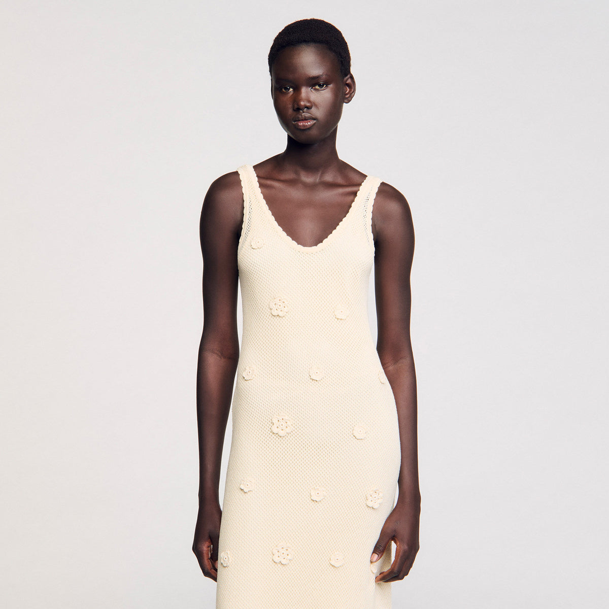 Sandro Knit maxi dress Ecru