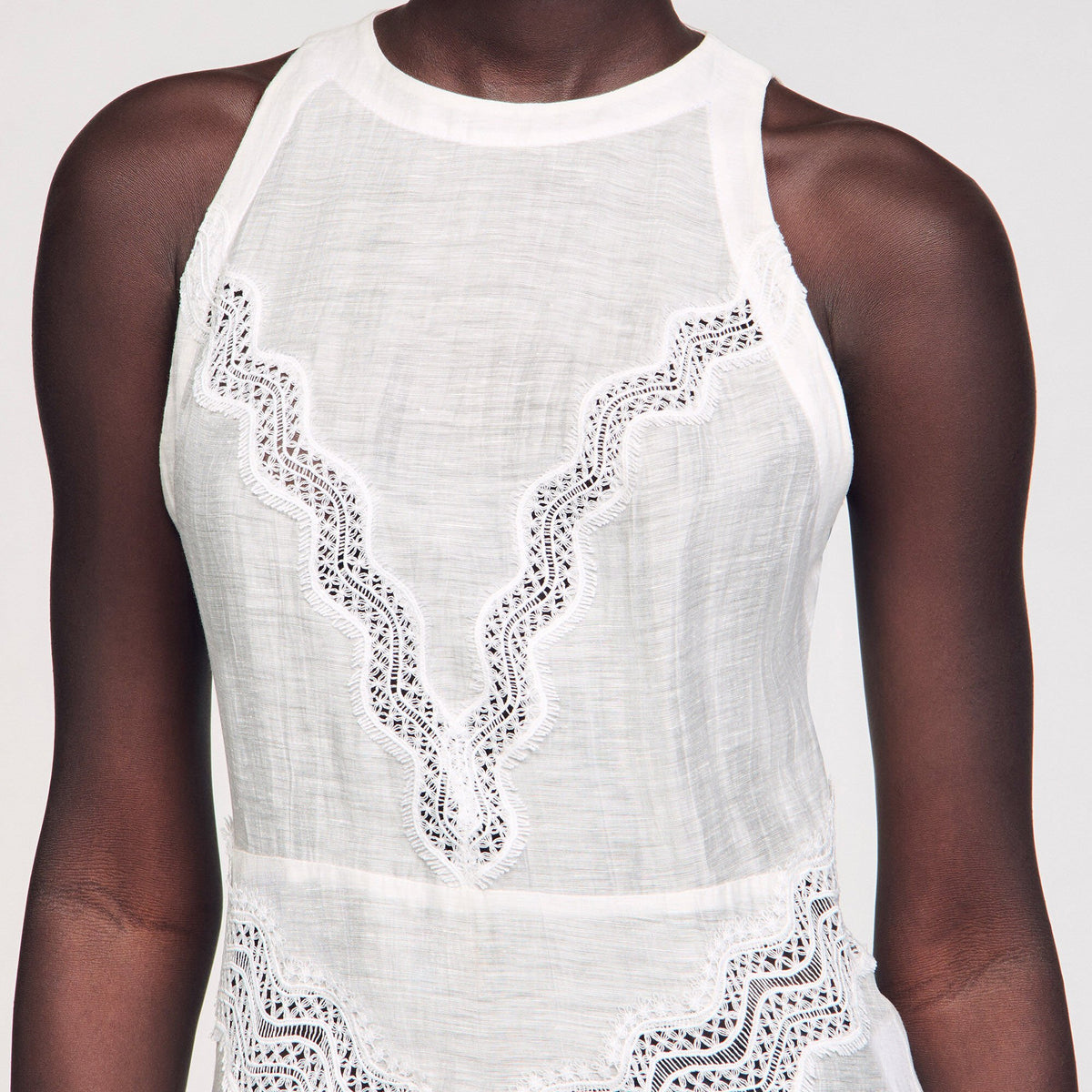 Sandro Lace trim maxi dress White