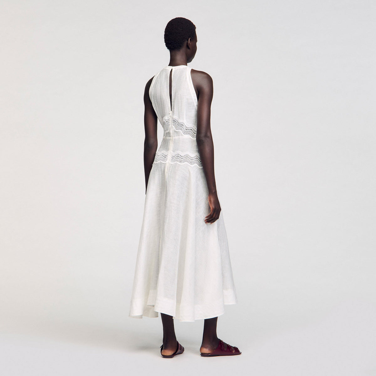 Sandro Lace trim maxi dress White