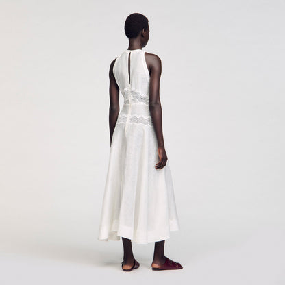 Sandro Lace trim maxi dress White