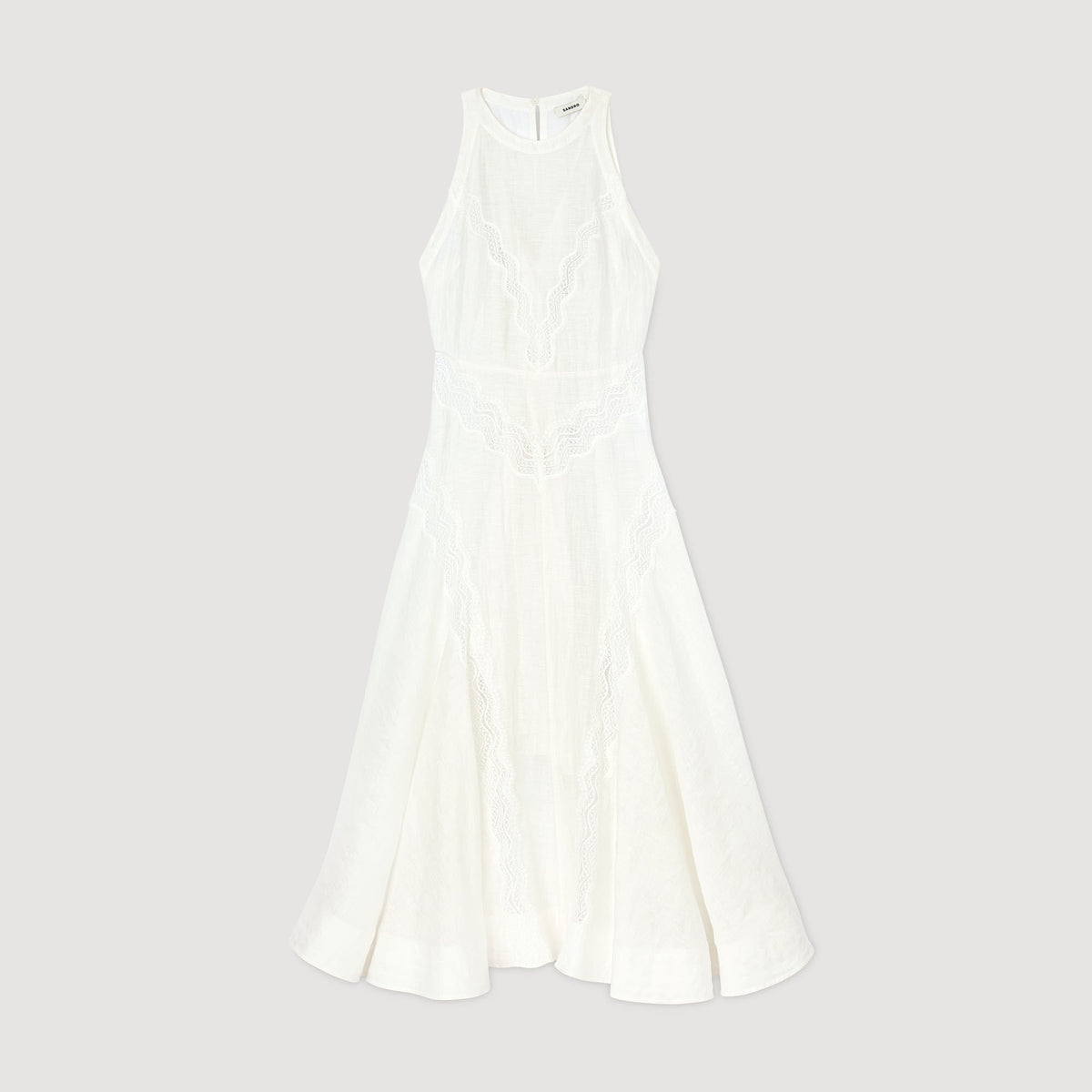 Sandro Lace trim maxi dress White