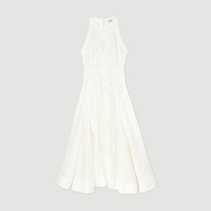 Sandro Lace trim maxi dress White
