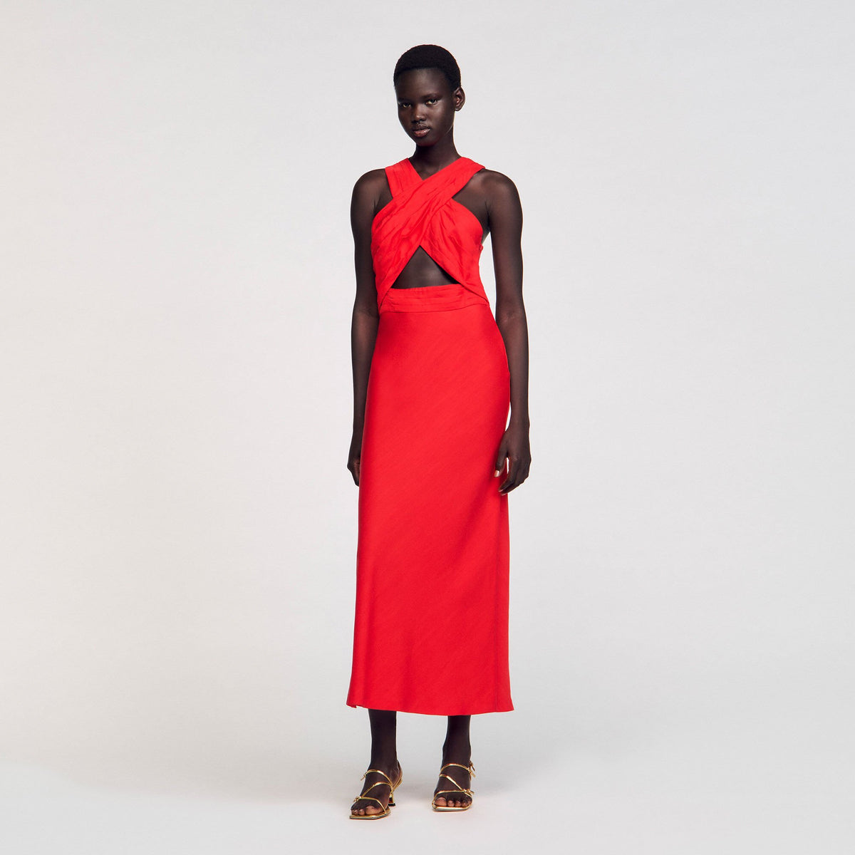 Sandro Maxi wraparound dress Red