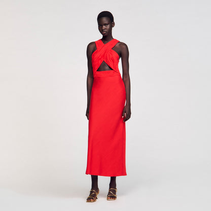 Sandro Maxi wraparound dress Red