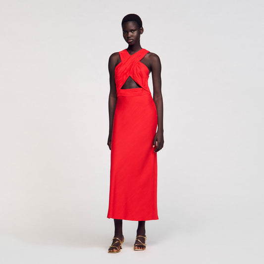 Sandro Maxi wraparound dress Red