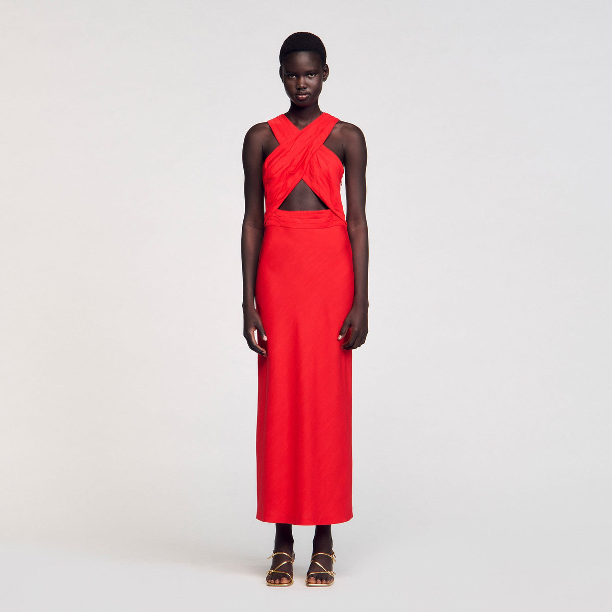 Sandro Maxi wraparound dress Red
