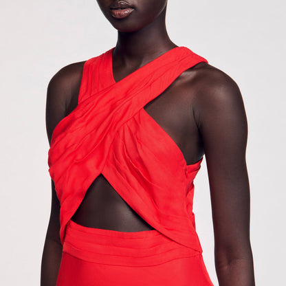 Sandro Maxi wraparound dress Red