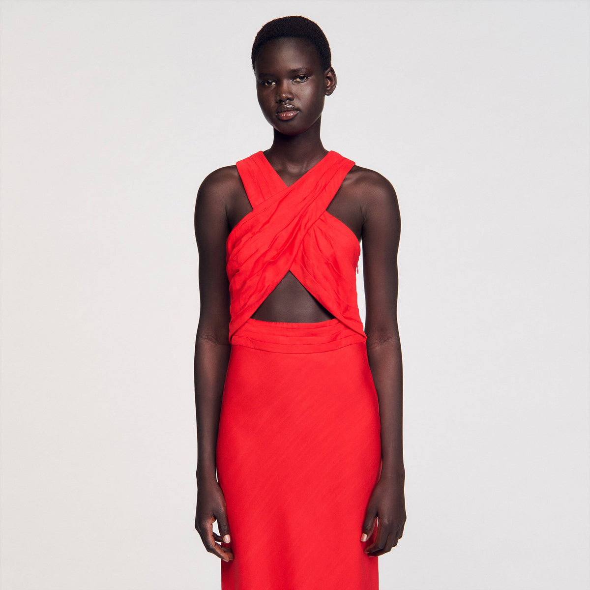 Sandro Maxi wraparound dress Red