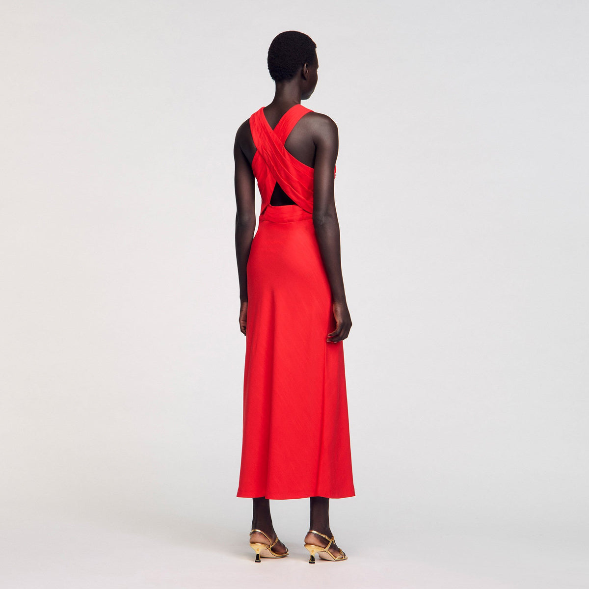 Sandro Maxi wraparound dress Red