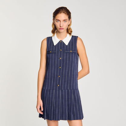 Sandro Mini striped dress Navy / Ecru