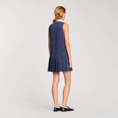 Sandro Mini striped dress Navy / Ecru