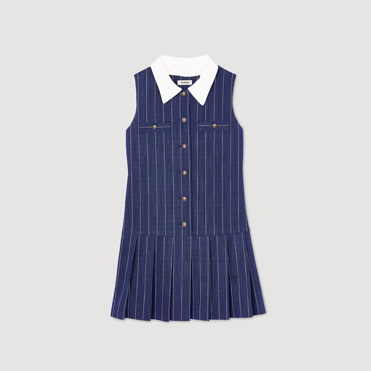 Sandro Mini striped dress Navy / Ecru
