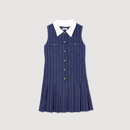 Sandro Mini striped dress Navy / Ecru