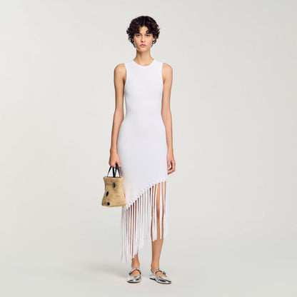Sandro Fringed crochet dress White
