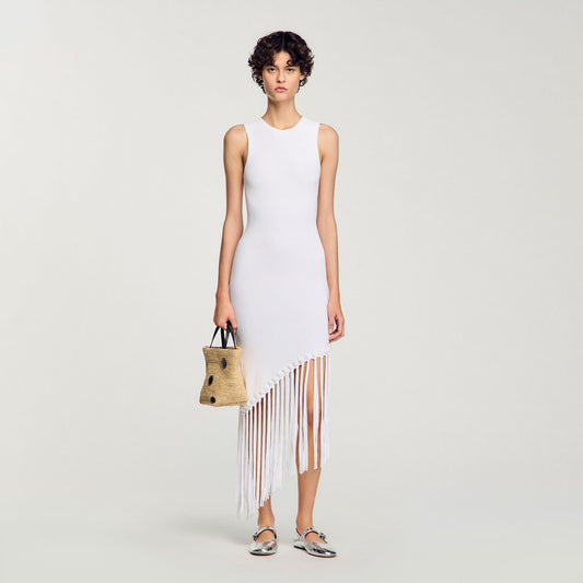 Sandro Fringed crochet dress White