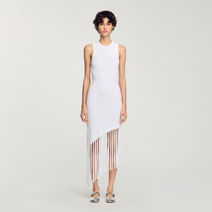 Sandro Fringed crochet dress White
