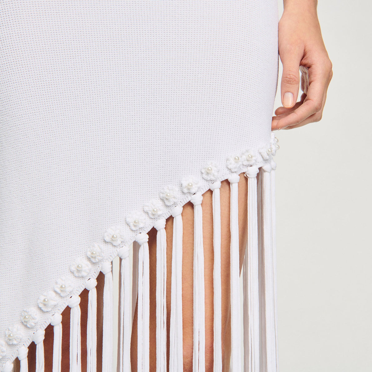 Sandro Fringed crochet dress White