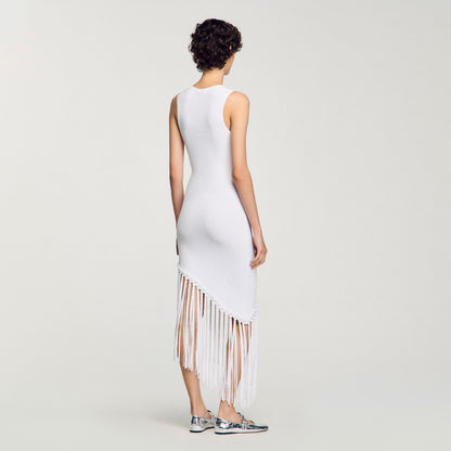 Sandro Fringed crochet dress White
