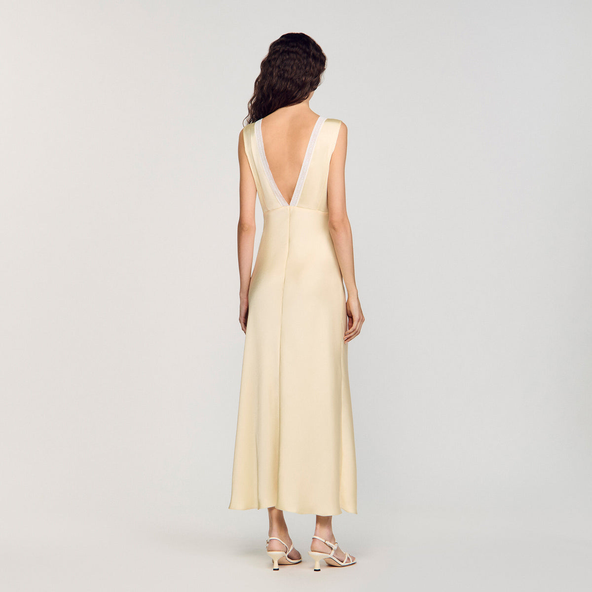 Sandro Satin-effect maxi dress Yellow