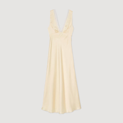 Sandro Satin-effect maxi dress Yellow