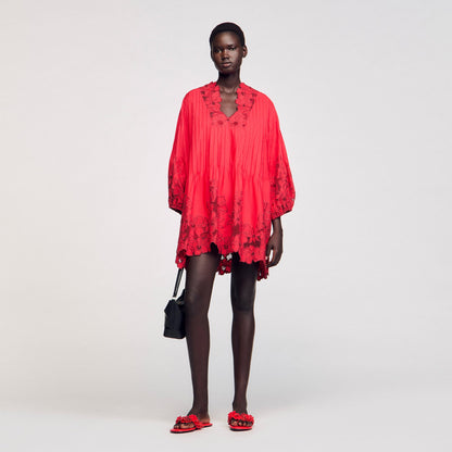 Sandro Mini dress with floral details Red