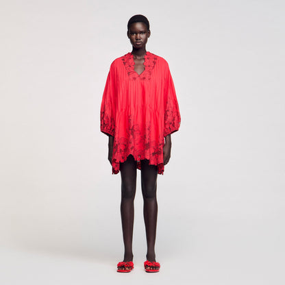 Sandro Mini dress with floral details Red