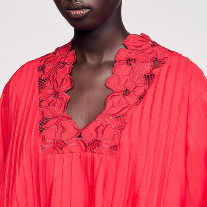 Sandro Mini dress with floral details Red