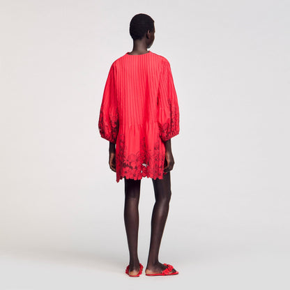 Sandro Mini dress with floral details Red