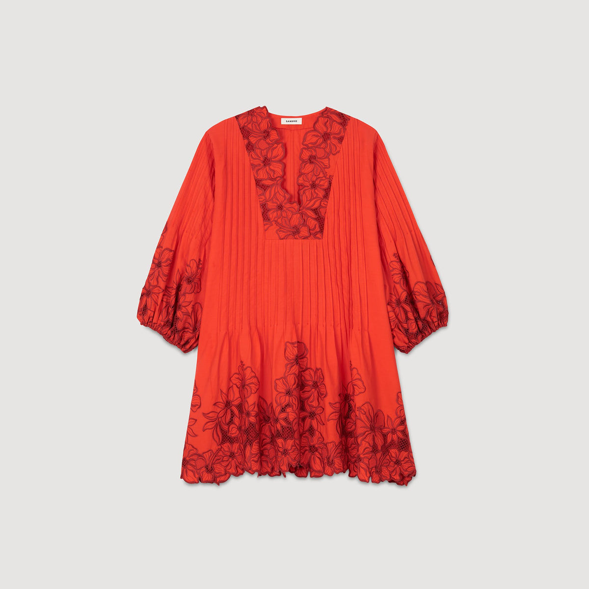 Sandro Mini dress with floral details Red