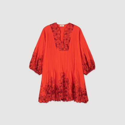 Sandro Mini dress with floral details Red