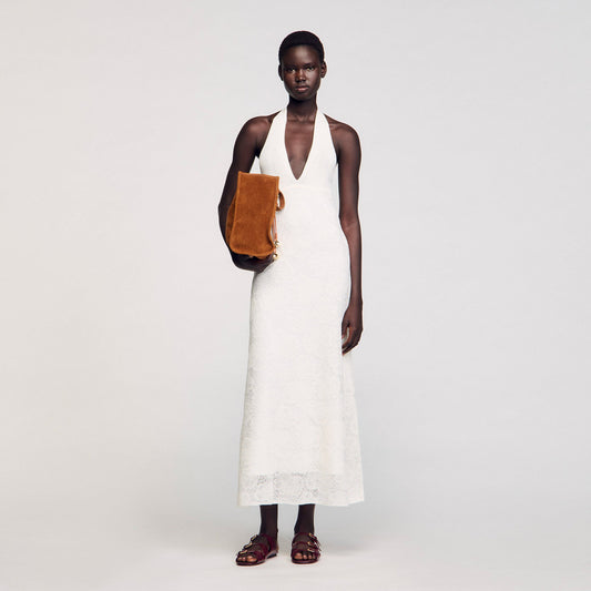 Sandro Maxi knit dress White