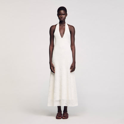 Sandro Maxi knit dress White