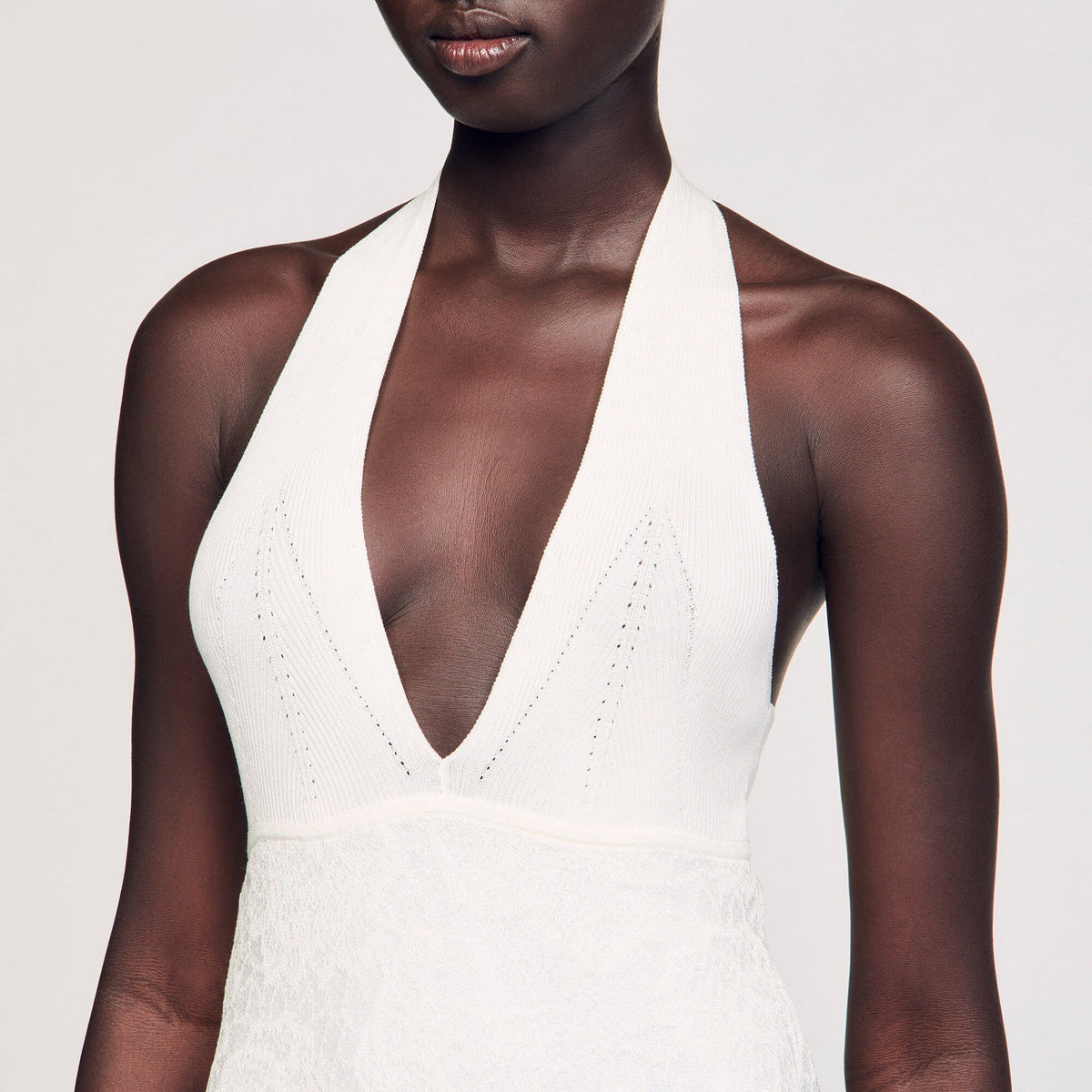 Sandro Maxi knit dress White