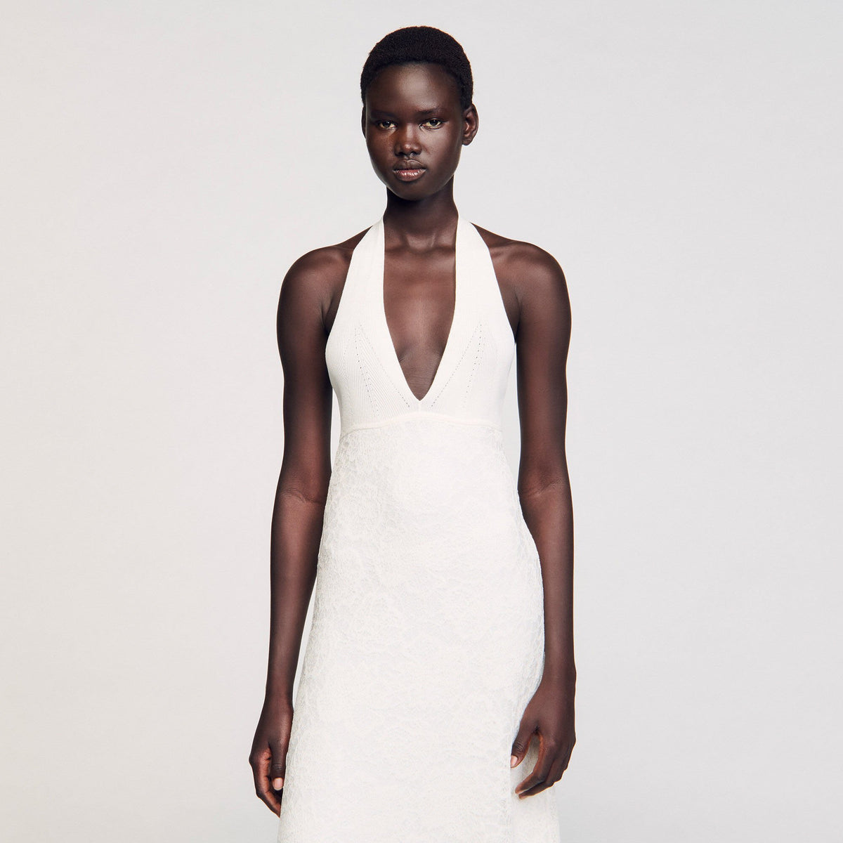 Sandro Maxi knit dress White