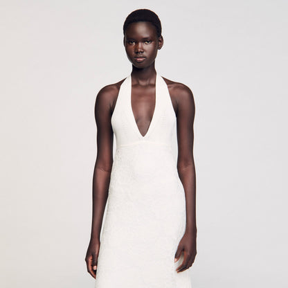 Sandro Maxi knit dress White