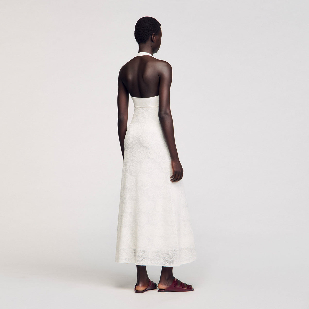 Sandro Maxi knit dress White