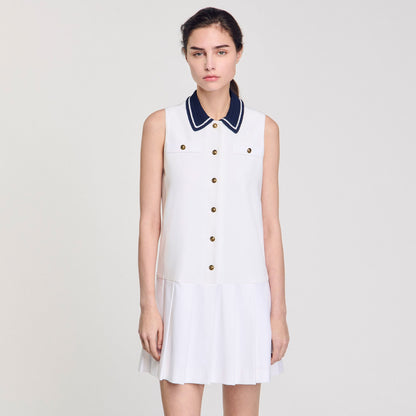 Sandro Mini dress with contrasting collar White