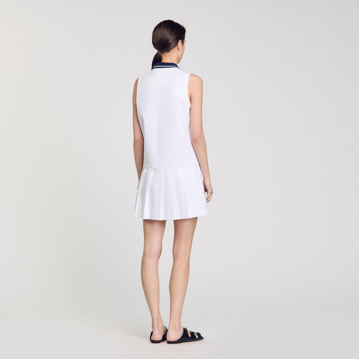 Sandro Mini dress with contrasting collar White