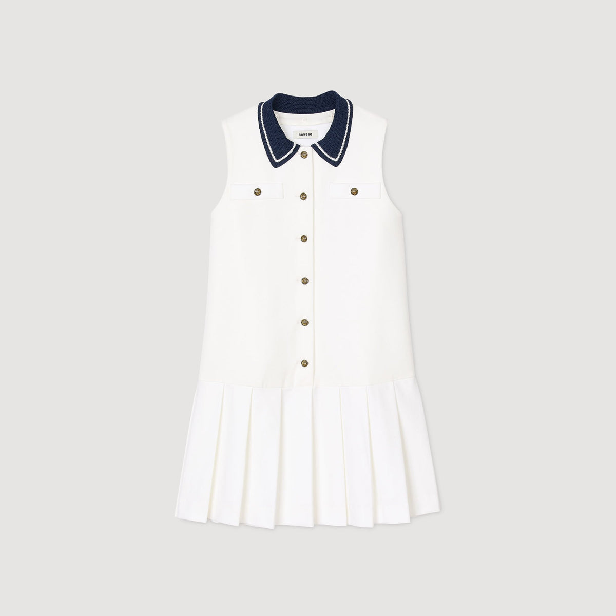 Sandro Mini dress with contrasting collar White