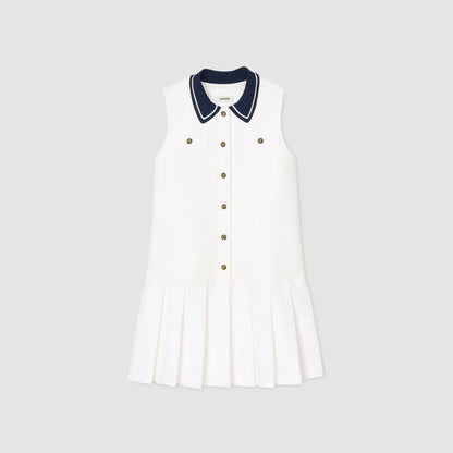 Sandro Mini dress with contrasting collar White