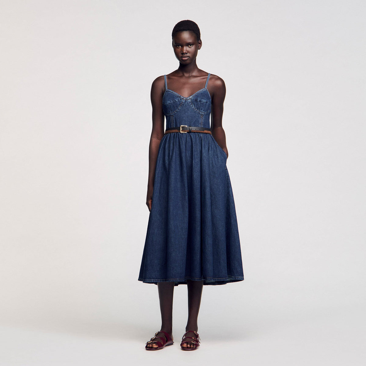 Sandro Midi denim dress Blue Jean