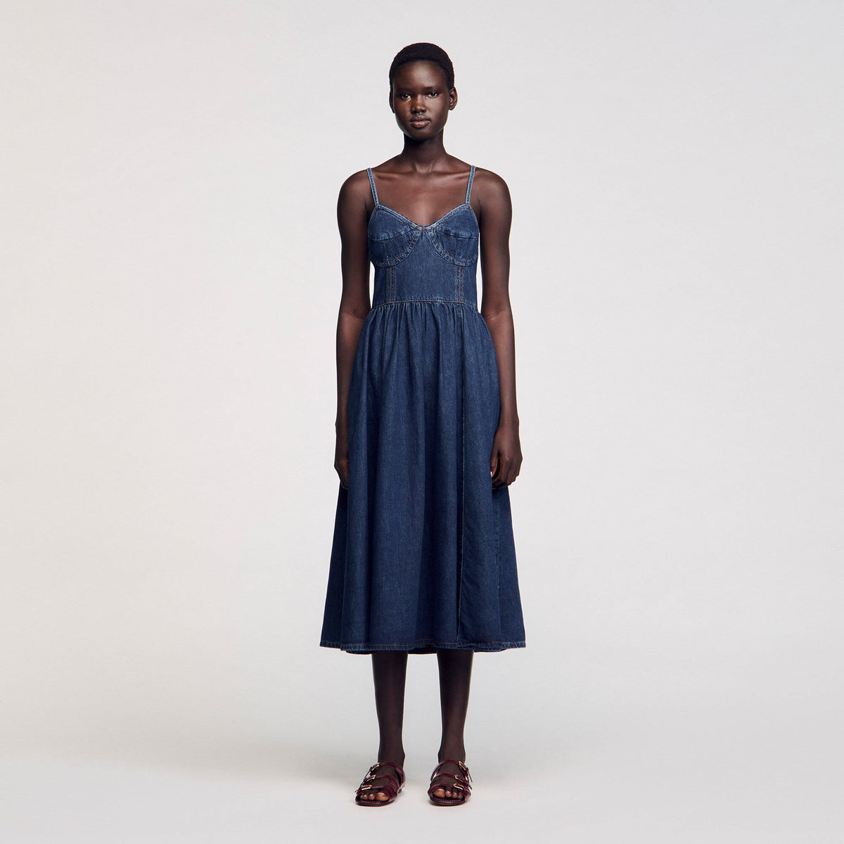 Sandro Midi denim dress Blue Jean