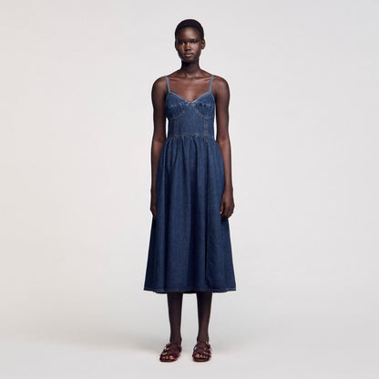 Sandro Midi denim dress Blue Jean