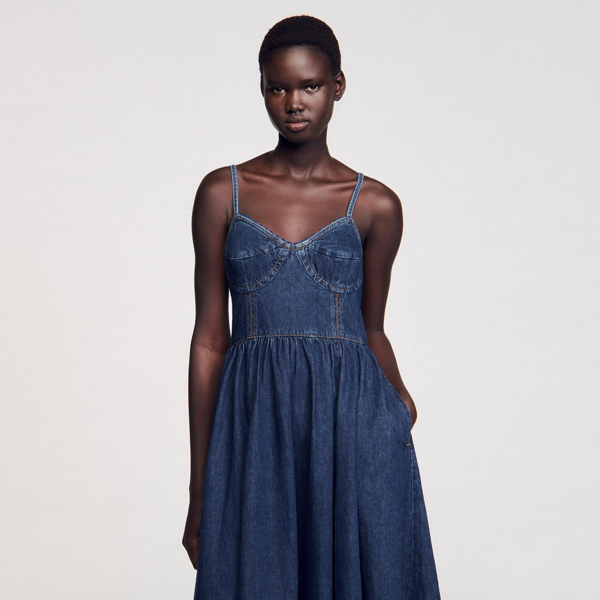 Sandro Midi denim dress Blue Jean