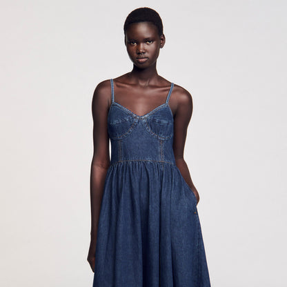 Sandro Midi denim dress Blue Jean