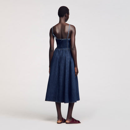 Sandro Midi denim dress Blue Jean