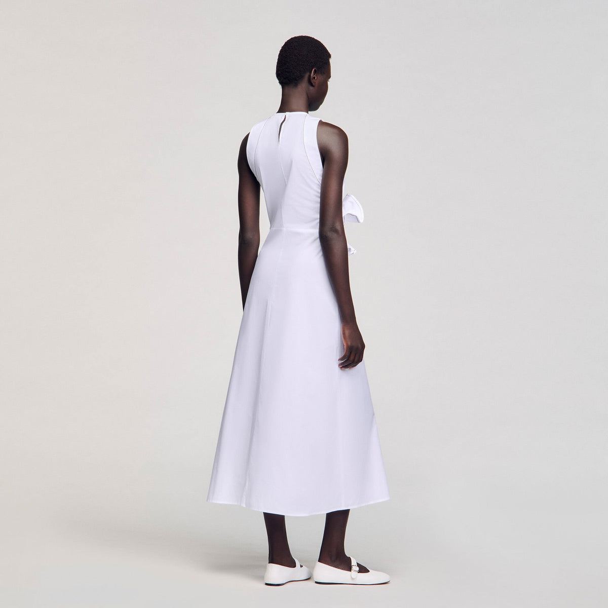 Sandro Ruffled sleeveless maxi dress White