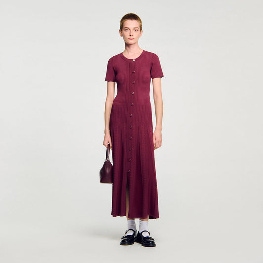 Sandro Knit maxi dress Bordeaux
