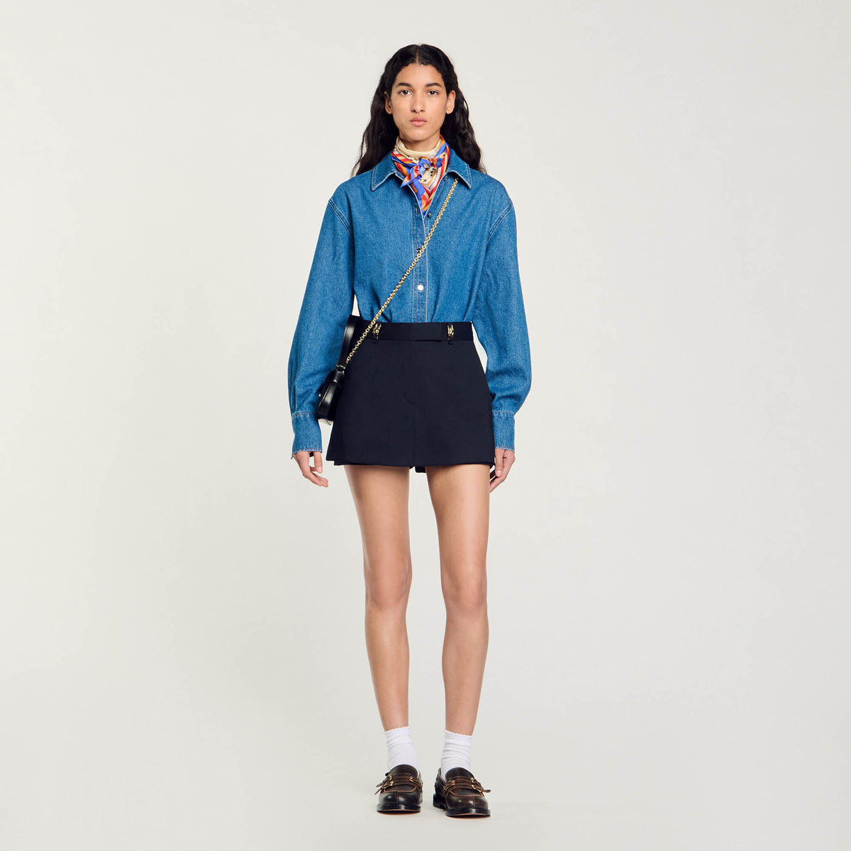 Sandro Skort with decorative belt loops Navy Blue