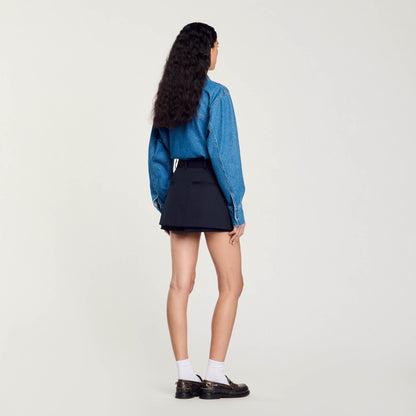 Sandro Skort with decorative belt loops Navy Blue